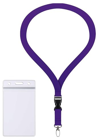 Ausweishülle ZIP Ausweishalter wasserdicht & flexibel komplett mit 2 cm Lanyard Schlüsselband Umhängeband + ZIP Kartenhalter horizontal/vertikal für 1-2 Ausweise (lila V)