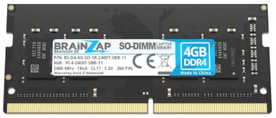 BRAINZAP 4GB DDR4 RAM SO-DIMM PC4-2400T-SBB-11 1Rx8 2400 MHz 1.2V CL17 Notebook Laptop Arbeitsspeicher Unbuffered Non-ECC