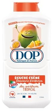 DOP Douche Crème Parfum Tropical pH Neutre Sans Savon Peaux Sensibles 310ml | Formule sans colorant, Testé dermatologiquement, Origine France Garantie, Fabriqué en France, Énergies renouvelables