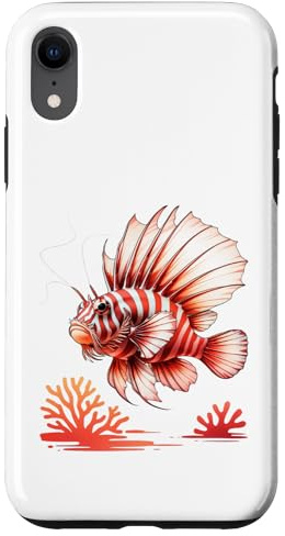 Rotfeuerfisch mit Koralle – Farbenfrohes Unterwassermotiv Hülle für iPhone XR