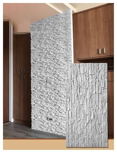 Panneaux muraux 3D en pierre PU, décoration murale imitation pierre for intérieur et extérieur, lambris et panneaux muraux décoratifs faciles à poser soi-même(H,1PCS)
