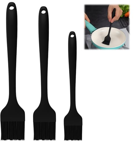 Lot de 3 pinceaux de cuisson en Silicone Résistant à la Chaleur, Pinceau de Cuisson et Pâtisserie Sans BPA pour Barbecue, Marinades, Glaçage, Huile et Sauce, Pinceau Cuisine
