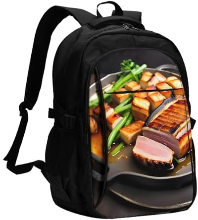 BOAIHH Deliziosa carne alla griglia Grande Capacità Zaino Computer Vano indipendente Pressione Relief Design Lavoro Pendolarismo