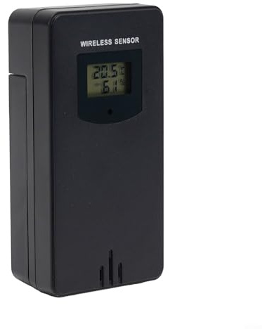 Wireless Outdoor Sensor Designed for FanJu 3378 Weather Station to Extend Temperature and Humidity Monitoring Coverage Area (black)
