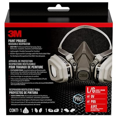3M P95 / Organic Vapor Paint Project Reusable Respirator 6311, Large Size , NIOSH-APPROVED, Use For Professional Paint Spraying, Lightweight, Flexible, Thermoplastic Faceseal For Comfort (6311P1-DC)