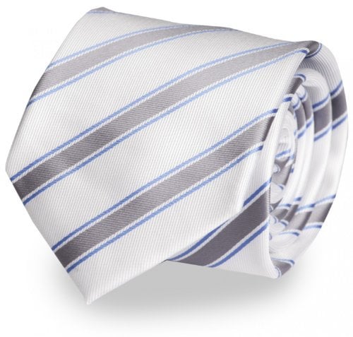 Fabio Farini - Gestreifte Herren Krawatten in 6cm/8cm Breite - Schmale und Klassische Schlipse weiß silber grau blau 6cm