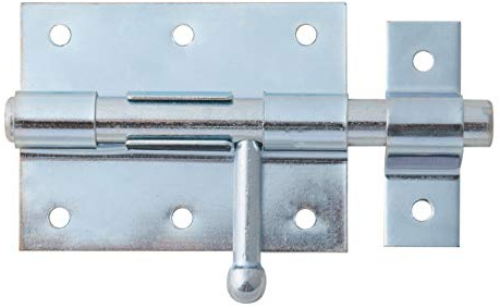 Alberts 863227 Bolzenriegel | mit befestigter Schlaufe | galvanisch blau verzinkt | Anzahl Löcher: 6/2 Loch: Ø5 mm