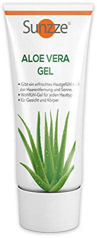 Sunzze Aloe Vera Gel 100ml. Geprüfte Qualität, Kühlend nach der Enthaarung und dem Sonnenbad. Angenehmer Duft