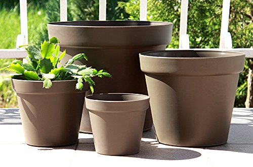 Wamat Blumenkübel Blumentopf Pflanzkübel Pflanztopf 4 Größen / 8 Farben S - XXLNeu!! (Durchmesser:19 cm, braun)