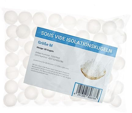 80 Sous Vide Kugeln, Durchmesser 38 mm, Isolationskugeln - Material: Polypropylen - Gegen Wärme- und Verdunstungsverlust