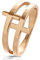Tata Gisèle Bague en Acier Rosé Femme - 2 Rangs Ajouré - Double Croix