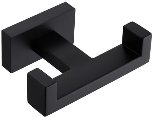 APLusee Doppel-Handtuchhaken, Edelstahl, quadratisch, Doppel-Kleiderhaken, Utility-Bad, Küche, Aufbewahrungs-Kleiderbügel, mattschwarz