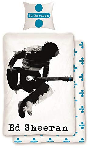 SkyBrands Ed Sheeran Bettwäsche 135x200 80x80 Kissen-Bezug 100% Baumwolle Wende-Bettwäsche Set Teenager | Bettbezug Öko-Tex Standard Deutsche Größe [Reißverschluss]