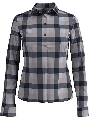 Odlo Damen FAIRVIEW Langarm-Bluse, Diving Navy - Sepia Rose - White - Check, M
