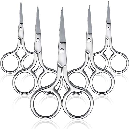Mudder 5 Pcs Small Facial Hair Scissors Straight Tip Grooming,Silver