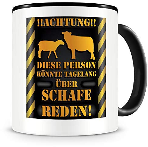 Samunshi® Schaf Tasse mit Spruch Geschenk für Schafe Fans Männer Frauen Kaffeetasse groß Tasse Schaf Tassen zum Geburtstag schwarz 300ml