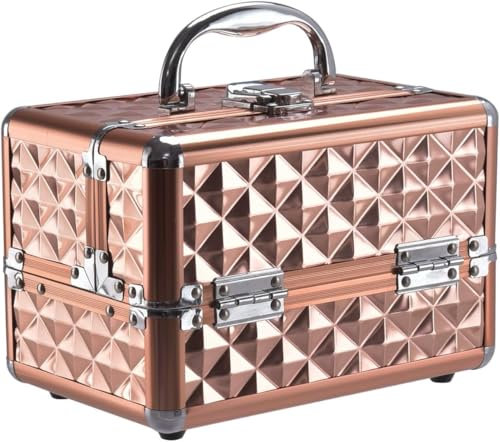 GOPLUS Mallette de Maquillage avec Miroir, Coffret de Maquillage avec 2 Etagère, Boîte à Maquillage Diverse Couleurs aux Choix 23x15x18CM (Noir) (Rose)