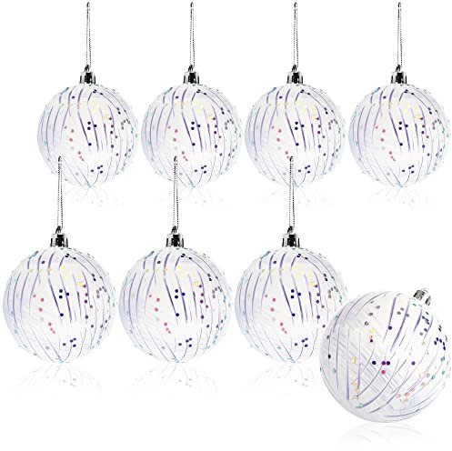 com-four® 8X Weihnachtskugeln, Christbaumkugeln bruchsicher aus Kunststoff für Weihnachten, Baumschmuck für den Christbaum mit Anhänger