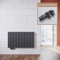 ELEGANT Heizkörper Modern Anthrazit 600x1003mm mit Anthrazit Multiblock Thermostat Design Heizkörper Horizontal Doppellagig Röhrenheizkörper Mittelanschluss