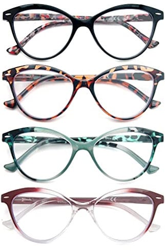 HEEYYOK Lesebrille Damen Blumen/Blumenmuster Katzenauge +2.25 Lesebrillen Bequeme Bunte Leichte Fassung