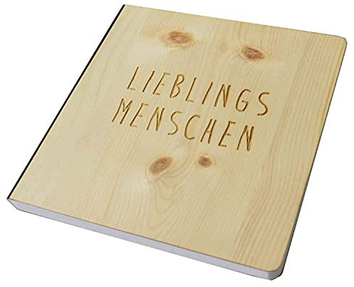 Holz Gästebuch mit eingraviertem Schriftzug Lieblingsmenschen, Fotoalbum und Stammbuch für verschiedene Anlässe, bestehend aus Echtholz, Zirbenholzcover