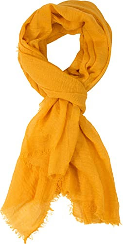 fashionchimp BASIC-Schal für Damen mit weichem Fransensaum, Tuch in leichter Qualität mit Baumwolle, einfarbig (Maisgelb)