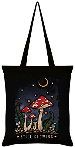 Magical Mushrooms Still Growing Tote Bag Black 32x44cm