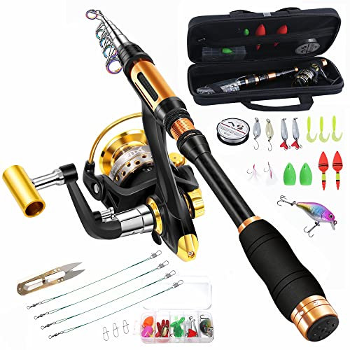 BNTTEAM Spinnrute und Rolle Combo 2,1 m, 2,4 m, 3,0 m, 3,6 m, Carbon Teleskop Angelrute 13BB Angelrolle Tasche Köder Angelschnur Haken Set