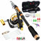 BNTTEAM Spinnrute und Rolle Combo 2,1 m, 2,4 m, 3,0 m, 3,6 m, Carbon Teleskop Angelrute 13BB Angelrolle Tasche Köder Angelschnur Haken Set