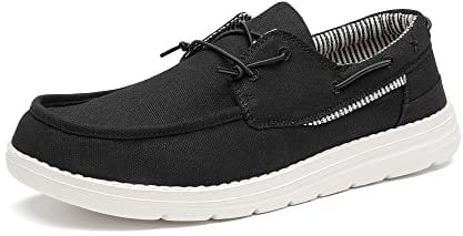 Bruno Marc Men's Slip-on Canvas Loafers Casual Boat Shoes,Size 9,Black,SBLS223M