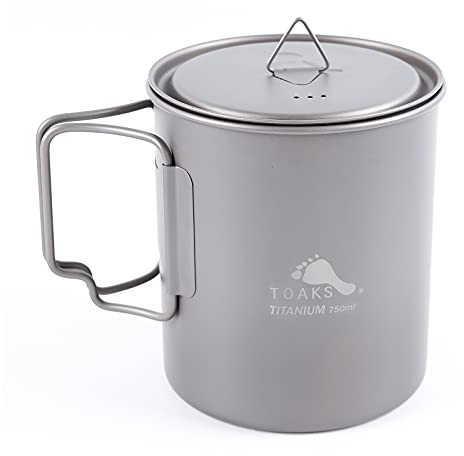 TOAKS Titanium 750ml Backpacking Camping Pot Ultralight Cooking Utensils with Lid and Folding Handle