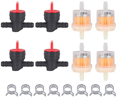 Doo Engy Universal Benzinhahn mit Öl Benzin Diesel Kraftstoffhahn für 6mm - 8mm Schlauch Gartengeräte Satz je 4