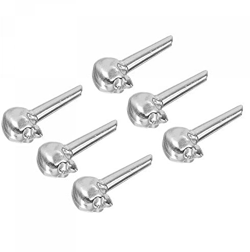 sourcing map Paket von 6 Metall Brücke Pin Gitarre Saiten Ersatz für Akustikgitarre Silberton