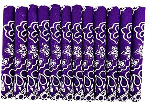 HankieWorld Bandanas, Geschenk-Set, 12 Stück, weich, dünn, Handgefühl, Baumwolle, Bandana, Schal für Herren, 12er-Pack, Violett, 56 cm