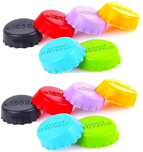 LMOGWL 12PCS Silicone Couleur bouchon de bouteille, réutilisable bouchon de bouteille en silicone pour sceller la bière et le jus bouchon de bouteille bouchon de bouteille en verre (6 couleurs)