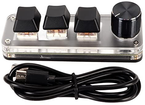 Clavier Macro pour PC de Bureau, 3/4/6/9/12 Touches USB Bureau Gaming Boutons de Clavier Mécaniques à Arbre Rouge Personnalisés, Touches de Raccourci Personnalisées de Contrôle du (3 touches 1 bouton)