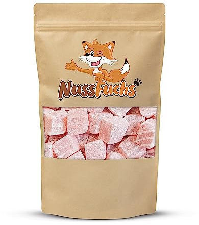 Lokum 1kg Turkish Delight Lokum mit Rosenaroma Rose/Gül Lokum mit natürlichem Rosengeschmack Türkischer Honig glutenfrei vegan Türkische Süßigkeit zum Snacken, als Geschenk - (1kg)
