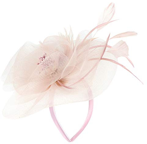 Damen Fascinator Hut atmungsaktiv Braut Feder Blumen Kopfschmücke Brautschmuck Haar Clip Hut für Party Kirche Hochzeit Festival, Party Damen Tea Fascinator Stirnband Damen Fascinator (Pink, One Size)