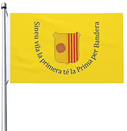 Bandera de Sinéu (Islas Baleares) Bandera de 3 x 5 pies, banderas de doble cara, duraderas para decoración de patio al aire libre, banderas de bienvenida para fiestas en el hogar