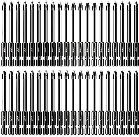 100 PCS Fliesen und Glasfliesenbohrer Set, 6mm Mehrzweck 1/4 Sechskantschaft Wolframkarbid Steinbohrer für Porzellan-Keramik-Fliesen, Spiegel, Beton, Ziegelwand, Glas
