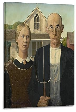 DRYNDA Grant Holzposter, amerikanische Gothic-Geschenke, Leinwandmalerei, Wandkunst, dekoratives Bild, Drucke, moderne Dekoration, 08x12in / 20 x 30 cm