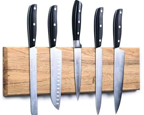 Magnetische Messerleiste | Messerhalter aus massivem Eichenholz in Handarbeit | Ideal zur Messeraufbewahrung (30 x 6 cm)