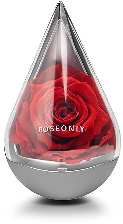 roseonly. Konservierte Rose mit Wassertropfenform, ewige Blumen Geschenke für Frauen Freundin Frau Mütter Echte Rosen Geschenke für sie Valentinstag Weihnachten Geburtstag Muttertag Jahrestag (Rot)