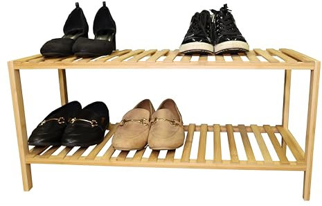 hausleben Schuhregal Bambus | 70x28x33 cm | Natur | Holz | umweltfreundlich | 2 Böden | Flur