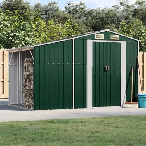 ARKEM Cobertizo de jardín Acero galvanizado Verde 277x192,5x179 cm Casa Contenedor Prefabricada