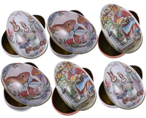 LALAFINA Elegante Weißblech Ostern Handwerk Ostern Dekorationen Ostereier Schokolade Süßigkeiten Boxen Party Stil