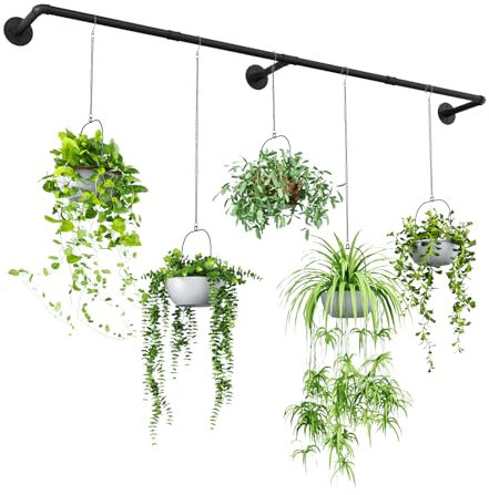 Bamworld Pflanzenhänger für Innenräume, 178 cm hängende Pflanzstäbe, hängender Pflanzenhalter für Fensterpflanzenregale, Metallstange, Töpfe nicht enthalten