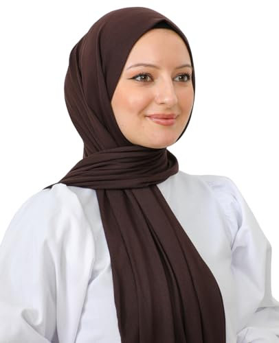 Prien Hijab for Women Viscose Scarf Lightweight Muslim Hijabs Long Shawl Islamic Scarves Turkey Silk Headscarf for Womens (Brown)