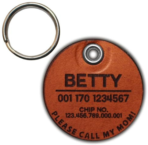 DOG TAG/HUNDEMARKE - aus echtem Leder - v1 - rund - Ø 3,4 cm