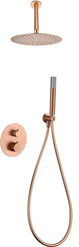 IMEX Thermostatisches Duschset, Unterputz, Duscharmatur mit Temperaturregelung, 2-Wege-Badewanne (gebürstetes Roségold)
